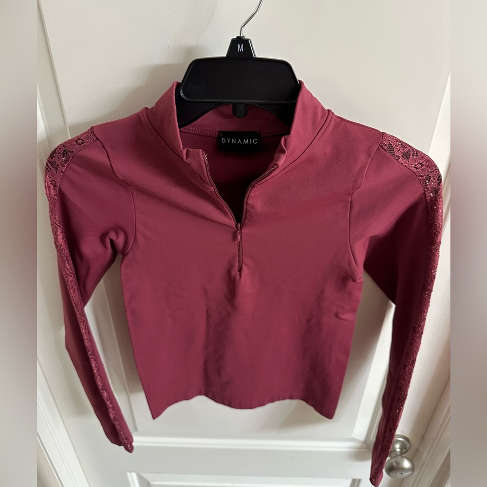 Dynamic One Size Stretchy Long Sleeve Zip Top with Lace Detail